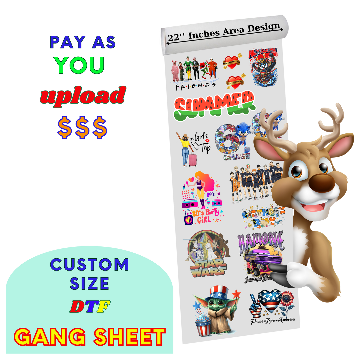 Custom Size (Flexible Upload) - Premade DTF Gang Sheet